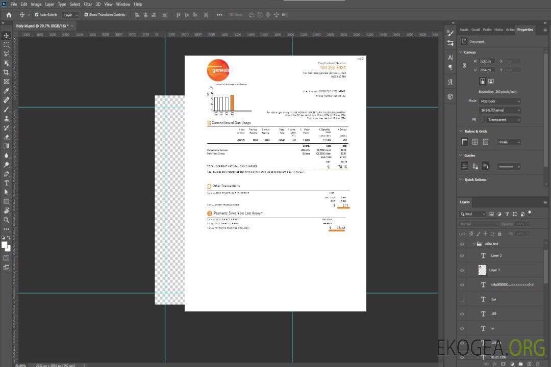 Facture de service public Genesis Gas de Nouvelle-Zélande 3 pages template Facture de service public Genesis Gas de Nouvelle-Zélande 3 pages template